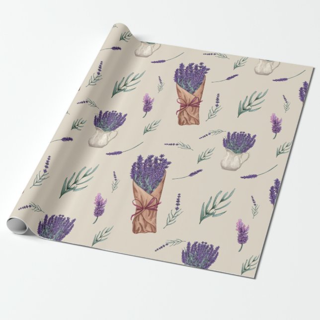 Papel De Presente Casamento de lavanda, Chá de panela, Frachadura de (Desenrolado)
