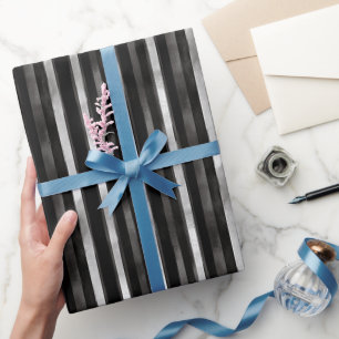 Papel De Presente Casamento de Listras Pretas e Prata