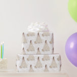 Papel De Presente Casamento de Noiva Branco e Dourado<br><div class="desc">Belo papel para doação de presente. Um padrão branco e dourado com acentos de ouro</div>