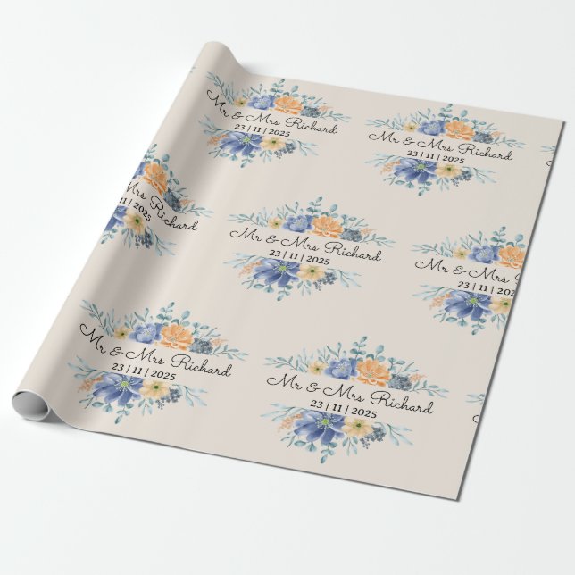 Papel De Presente Casamento de Nome de Caligrafia de Script Personal (Desenrolado)