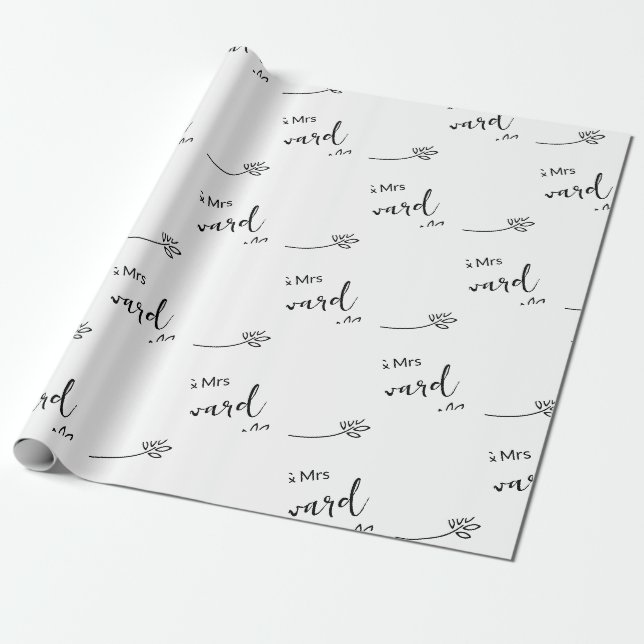 Papel De Presente Casamento de Nome Personalizado Elegante Simples (Desenrolado)