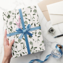 Papel De Presente Casamento de Padrão Botânico de Aquarela