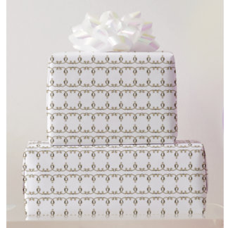 Papel De Presente Casamento de Padrões Ornamentais Dourados Neocláss