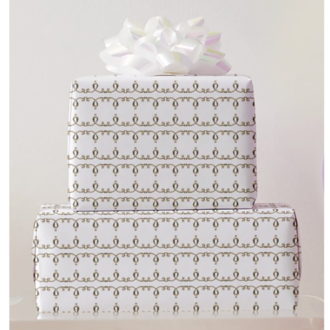 Papel De Presente Casamento de Padrões Ornamentais Dourados Neocláss (Criador carregado)