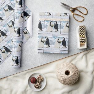 Papel De Presente Casamento de Pinguins em uma Geleira Ártica