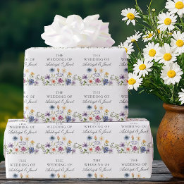 Papel De Presente Casamento de Primavera com Flor Silvestre Personal