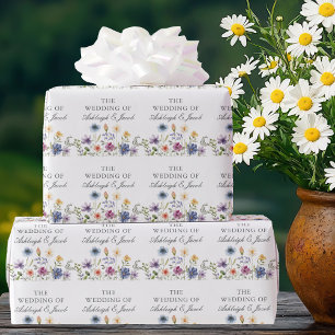 Papel De Presente Casamento de Primavera com Flor Silvestre Personal