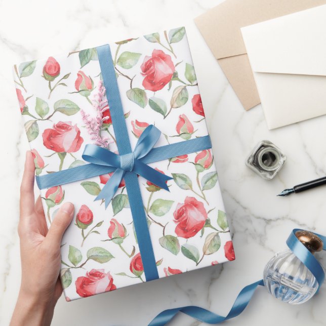 Papel De Presente Casamento de Rosas Vermelhas Lindas (Presentear)