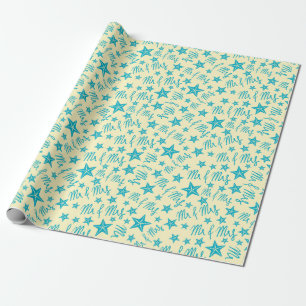 Papel De Presente Casamento de Verão Estrela do Mar Amarelo Brilhant