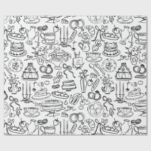 Papel De Presente casamento desenhado à mão vegano vegetariano