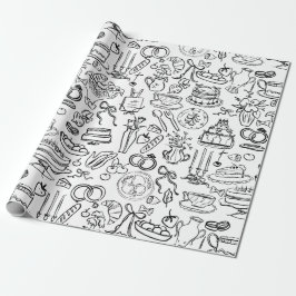 Papel De Presente casamento desenhado à mão vegano vegetariano