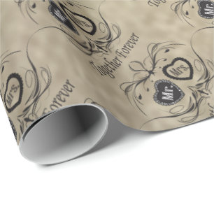 Papel De Presente Casamento do Sr. e da Sra. Vintage Denominação