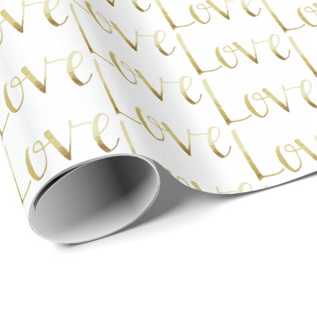Papel De Presente Casamento Dourado com o Amor de Glam (Ponta do rolo)