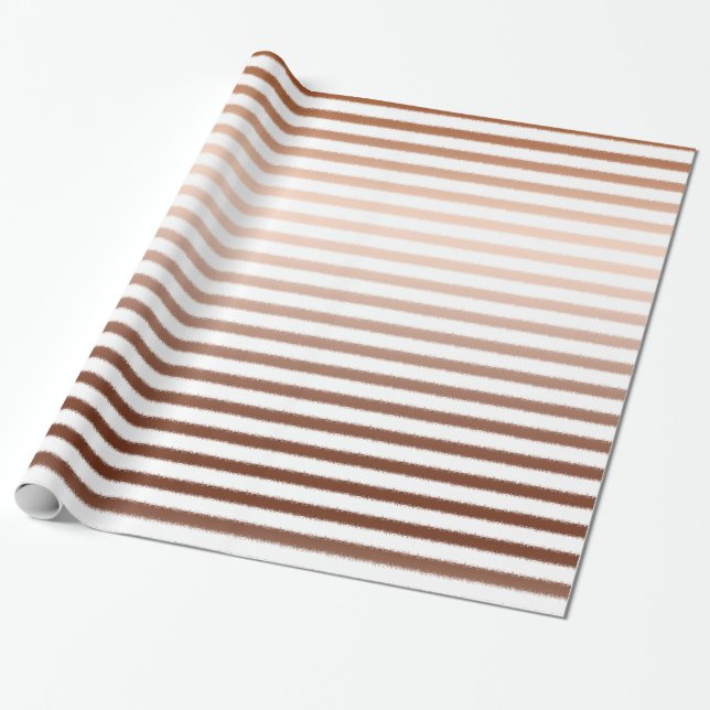Papel De Presente Casamento Dourado com Stripes de Ombre de Bronze (Desenrolado)