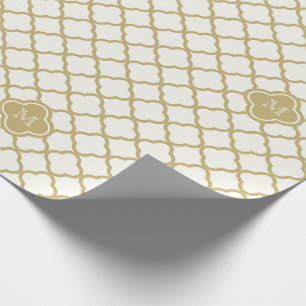 Papel De Presente Casamento Dourado do teste padrão de Quatrefoil do