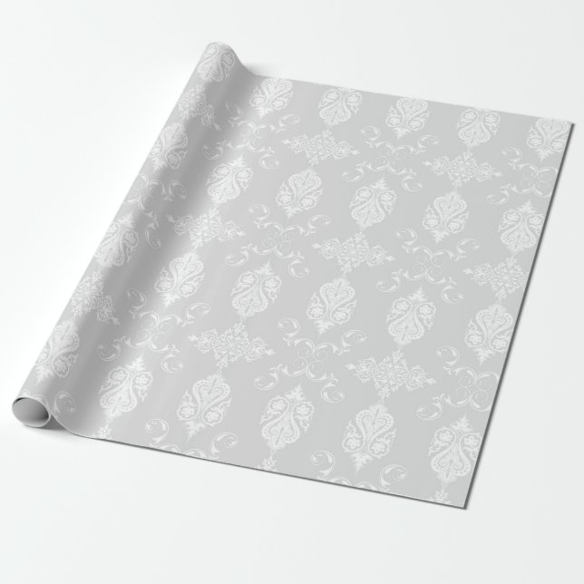 Papel De Presente Casamento Elegante Cinza Claro e Branco, Noiva de  (Desenrolado)
