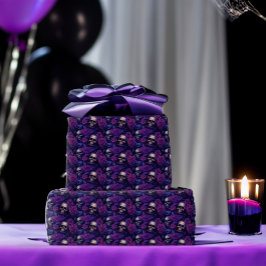 Papel De Presente Casamento elegante de Macabre Skulls e Rosas