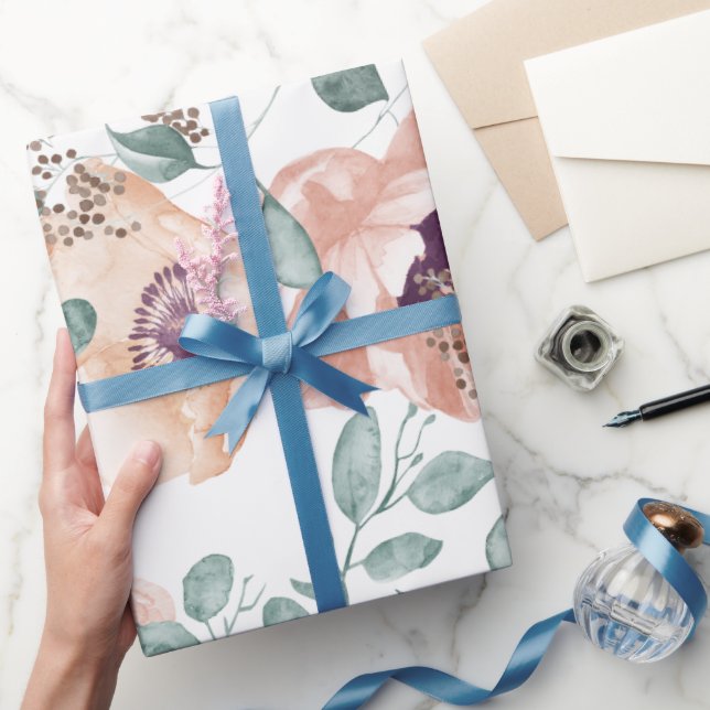 Papel De Presente Casamento Floral Chic Blush (Presentear)