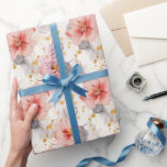 Papel De Presente Casamento Floral da Cinza Blush Coral<br><div class="desc">Chá de panela De Casamento Floral bonito Feminino Blush Coral</div>