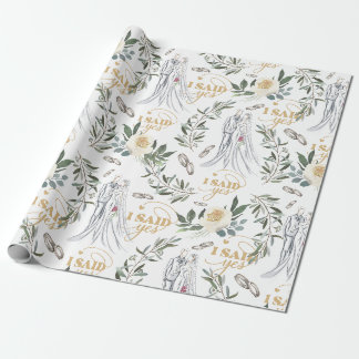 Papel De Presente Casamento floral de coloração aquosa elegante deli