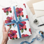 Papel De Presente Casamento Floral do Red Tropical Hibiscus<br><div class="desc">Casamento de Chá de panela Floral do Red Tropical Hibiscus</div>