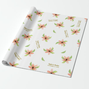 Papel De Presente Casamento Floral Personalizado Destino Tropical