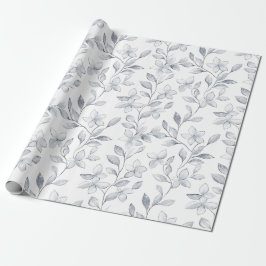 Papel De Presente Casamento Floral Prata Chique
