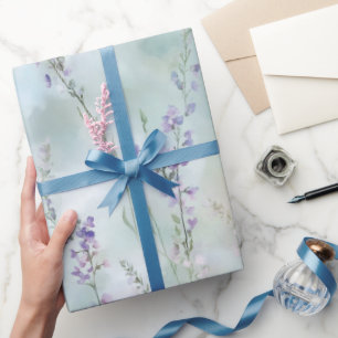 Papel De Presente Casamento Floral Roxo Bonito Romântico
