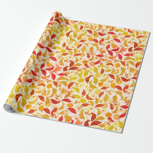 Papel De Presente Casamento Folhagem Cítrica Amor Limão Fresco