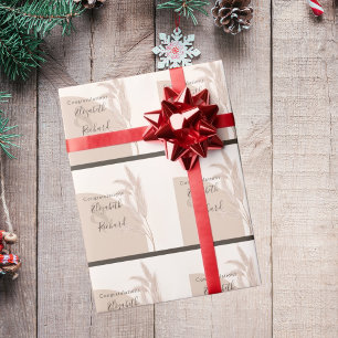 Papel De Presente Casamento Moderno de Boho Pampas Elegante