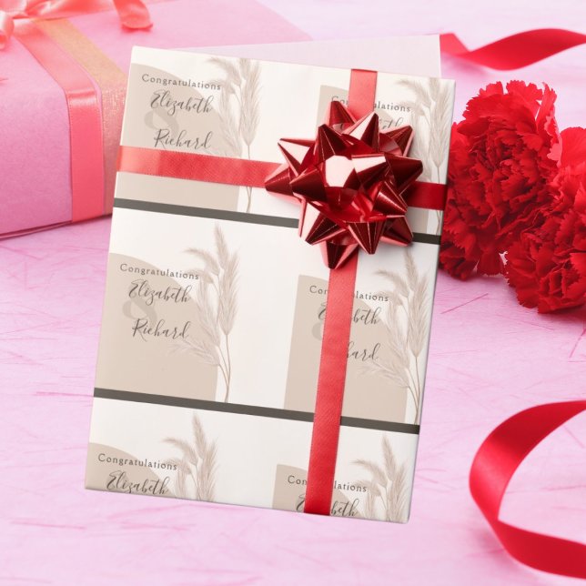 Papel De Presente Casamento Moderno de Boho Pampas Grass (Criador carregado)