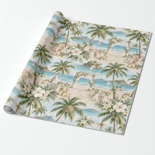 Papel De Presente Casamento na Praia Palmeiras Oceano Turquesa