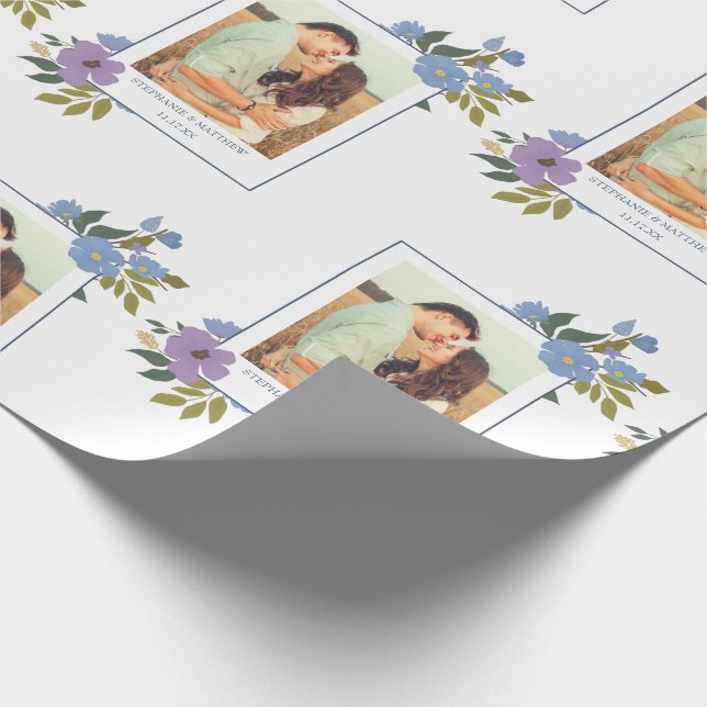 Papel De Presente Casamento Personalizado de Foto Floral de primaver (Ponta)