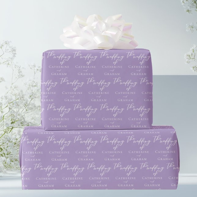 Papel De Presente Casamento Personalizado Lilac Roxo (Criador carregado)