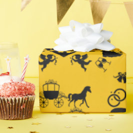 Papel De Presente Casamento Romântico De Cavalo E Carrinho