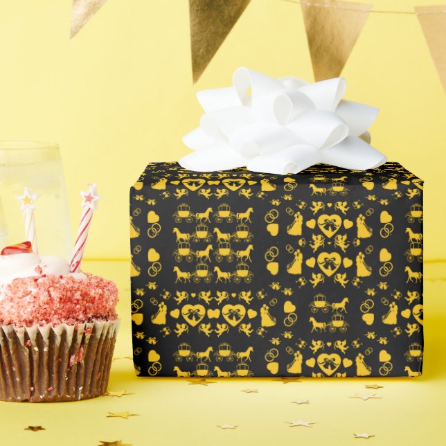 Papel De Presente Casamento Romântico De Cavalo E Carrinho (Festa de aniversário)