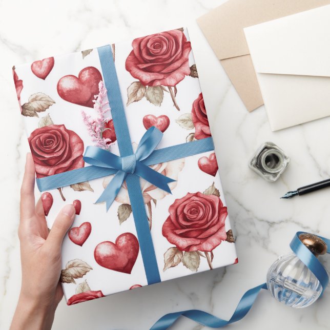 Papel De Presente Casamento Romântico de Coração (Presentear)