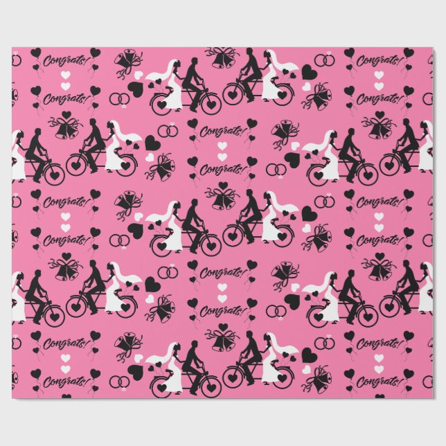 Papel De Presente Casamento Romântico E Noivado Da Bicicleta Tandem (Aberto)