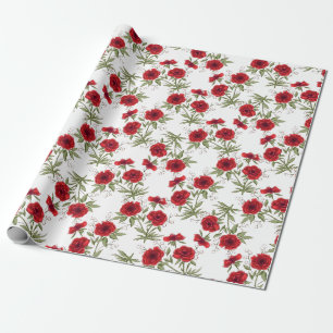 Papel De Presente Casamento Romântico Rosa Vermelha