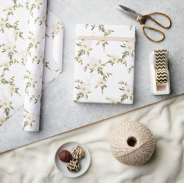 Papel De Presente Casamento Romântico White Floral