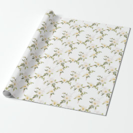 Papel De Presente Casamento Romântico White Floral