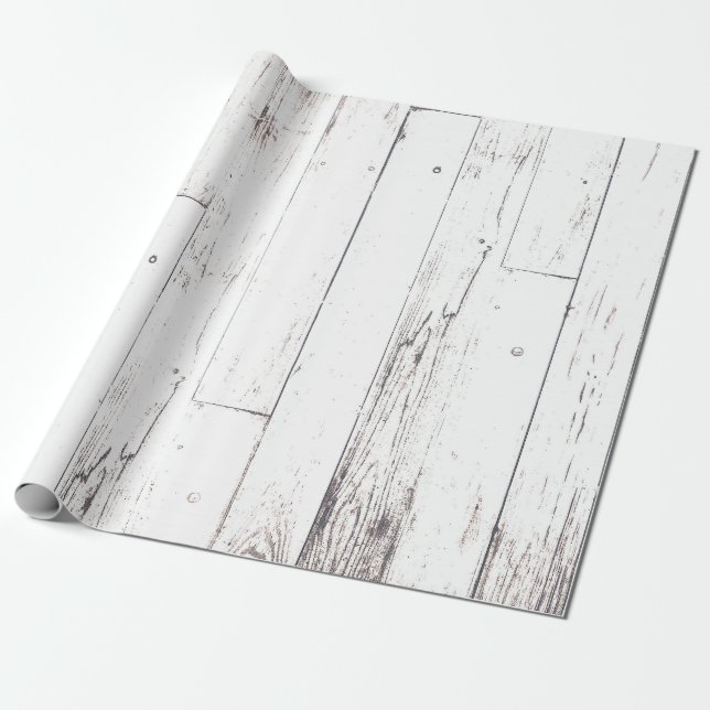 Papel De Presente Casamento Rústico Branco Madeira Shabby Chic País (Desenrolado)