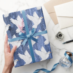 Papel De Presente Casamento rústico de pombas brancas com telas