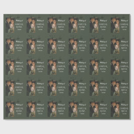 Papel De Presente Casamento verde-oliva elegante personalizável