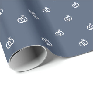 Papel De Presente Casamentos brancos pequenos em Jeans azuis azul