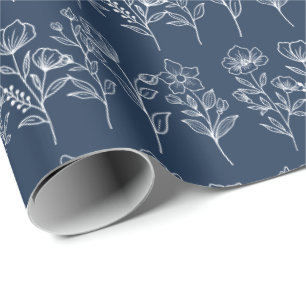 Papel De Presente Casamentos Florais de Brida Azul e Branca