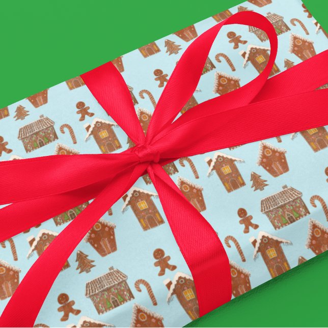 Papel De Presente Casas de Biscoito de Gengibre e Biscoitos Capricho (Make little hearts dance with delight - Whimsical Gingerbread Houses & Cookies Wrapping Paper!)