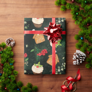 Papel De Presente Casas de pão de Natal - Cupcakes de Natal