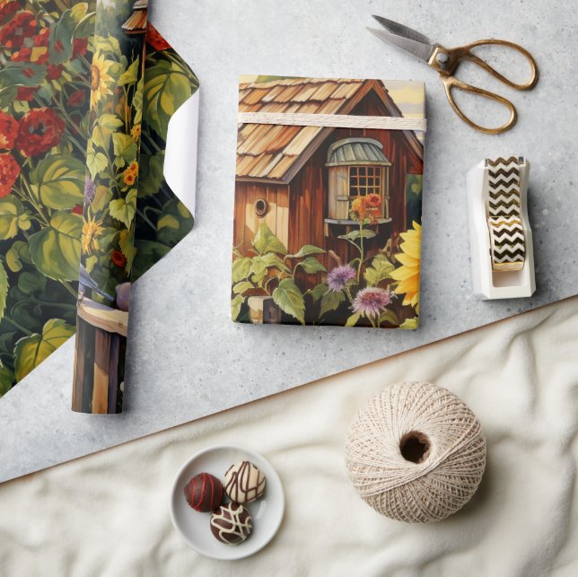 Papel De Presente Casas de pássaros do Jardim Sunflower (Artesanato)