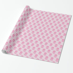 Papel De Presente Casca de Ostra e Pérola de Bebê Rosa Padrão